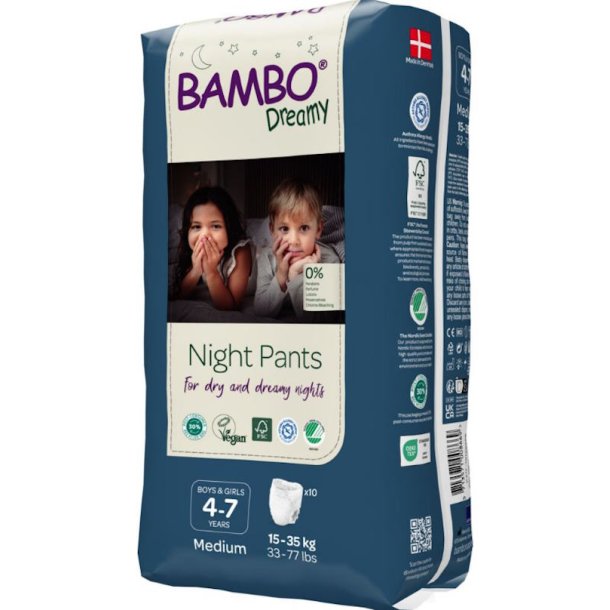 Bambo Dreamy Night Pants Unisex, 15-35 kg - 10 stk.