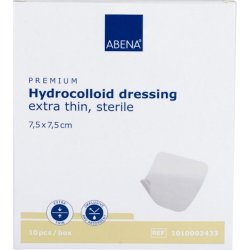 Abena Hydrokolloid Bandage, Ekstra Tynd, Semi-transparent, 7,5 x 7,5 cm. Steril  - 10 stk.