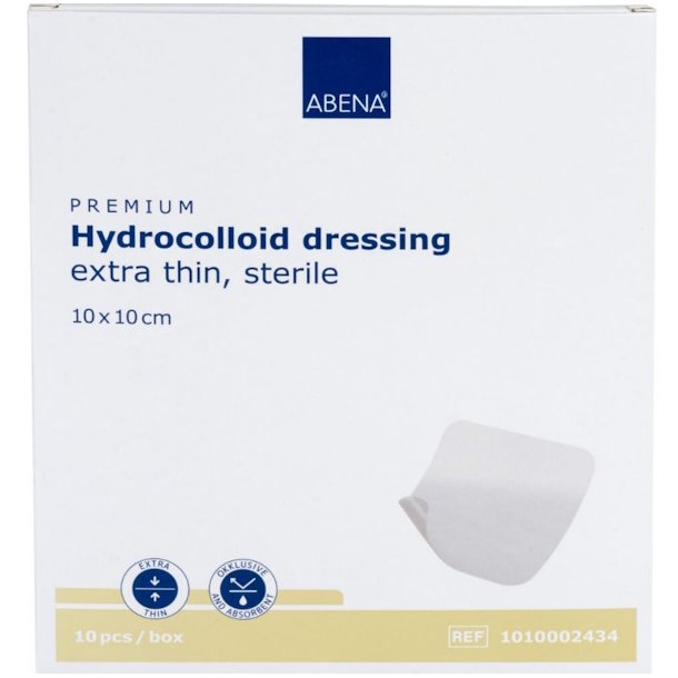Abena Hydrokolloid Bandage, Ekstra Tynd, Semi-transparent, 10 x 10 cm. Steril  - 10 stk.