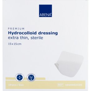 Abena Hydrokolloid Bandage, Ekstra Tynd, Semi-transparent, 15 x 15 cm. Steril  - 10 stk.