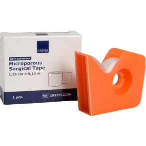 Abena Microporous Tape with dispenser 1.25 cm x 9.14 m - 1 roll.