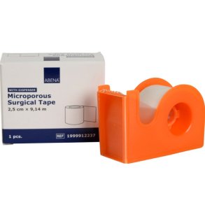 Abena Microporous Tape with dispenser 2.5 cm x 9.14 m - 1 roll.