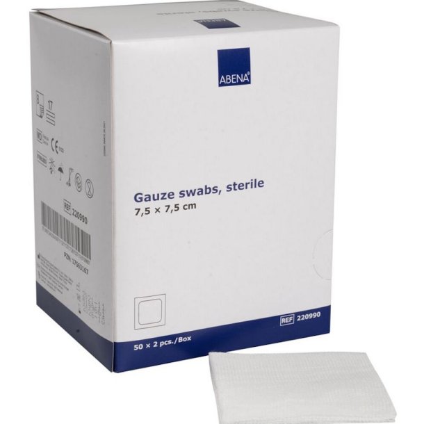 Abena Gaze kompres 7,5 x 7,5 cm. Sterile - 50 x 2 stk.