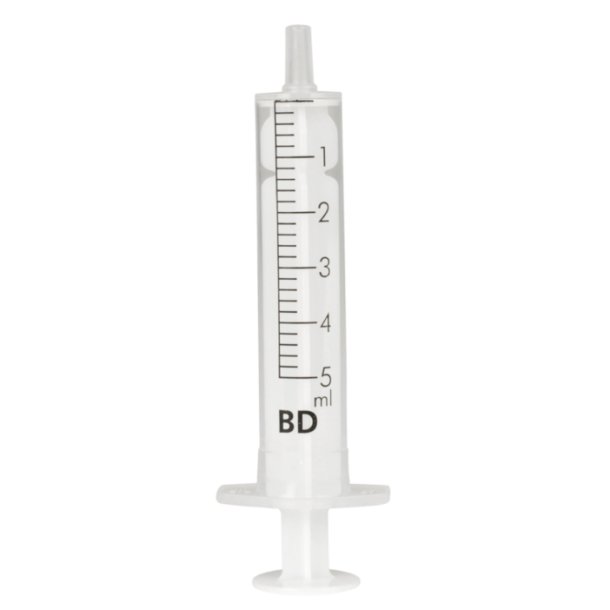BD Discardit 5 ml. Sprjte, luer, excentrisk. 2 komp. - 5 stk.
