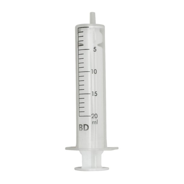BD Discardit 20 ml. Sprjte, luer, excentrisk. 2 komp. - 5 stk.