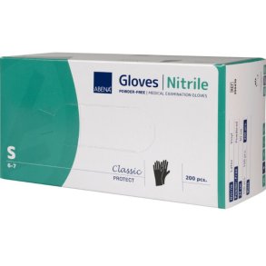 Abena Classic Protect Nitrile Gloves Size Small, Black - 200 pcs.