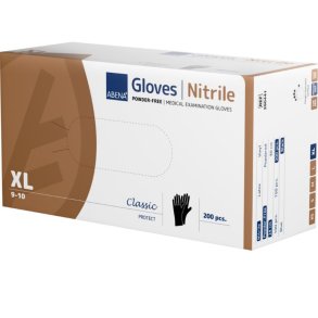 Abena Classic Protect Nitrile Gloves Size X-Large, Black - 200 pcs.
