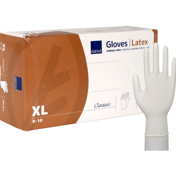 Abena Classic Pudderfri Latexhandsker, str. X-large - 100 stk.