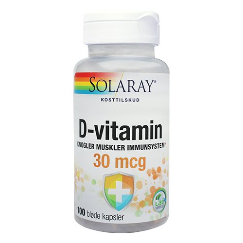 Se Solaray D-vitamin 30 mcg - 100 stk. hos OnlineShoppen365