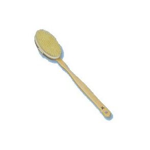 Bath brush with natural bristles, long straight handle