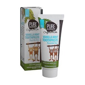 Pure Beginnings Brnetandpasta Vanilje & Mint u.flour, fra 3 r - 75 ml
