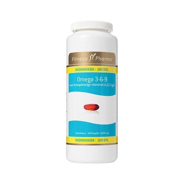 Fitness Pharma Omega 3,6 og 9 med A-D-E-K Vitamin - 180 stk.