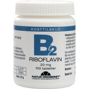 Natur-Drogeriet, B2 Vitamin 20 mg - 100 tab.