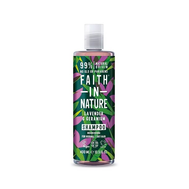 Faith in Nature Shampoo Lavendel og Geranium - 400 ml.