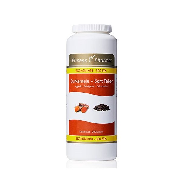 Fitness Pharma Gurkemeje &amp; Sort Peber - 200 kapsler