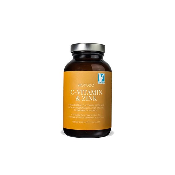 NORDBO C-vitamin &amp; Zink - 100 kapsler