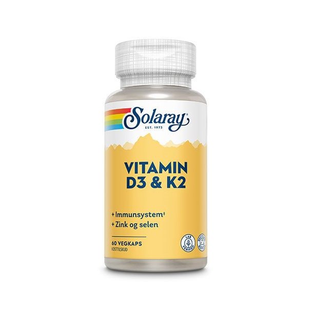 Solaray Vitamin D3 og K2 - 60 kap.