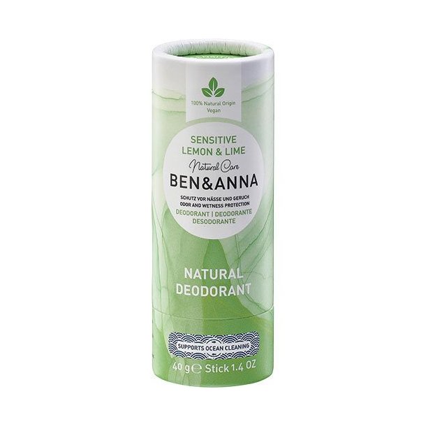 Ben &amp; Anna Sensitiv Deo Stick Lemon og Lime - 40 g.