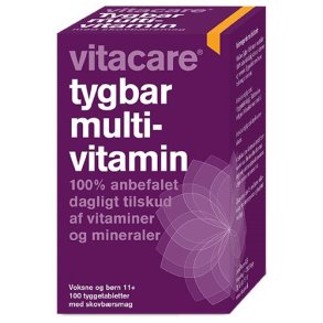 Vitacare Tyggebar Multivitamin fra 11 r - 100 tab.