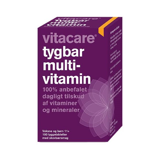 Vitacare Tyggebar Multivitamin fra 11 r - 100 tab.