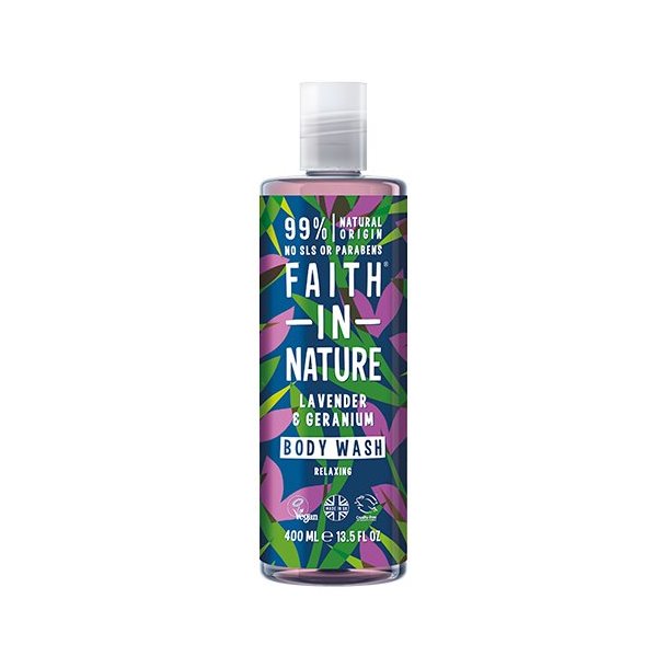 Faith in Nature Showergel m. Lavendel og Geranium - 400 ml