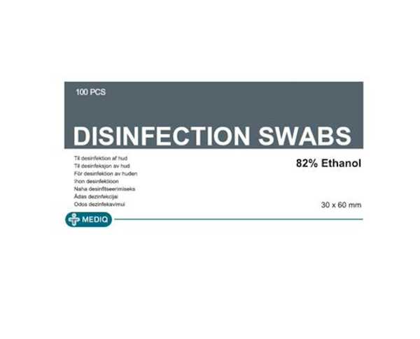 Billede af Mediq Desinfektionsserviet m. 82% ethanol, 3 x 6 cm - 100 stk.