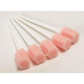 Mediq Mundplejepind med skumsvamp i lyserd - 5-stk.