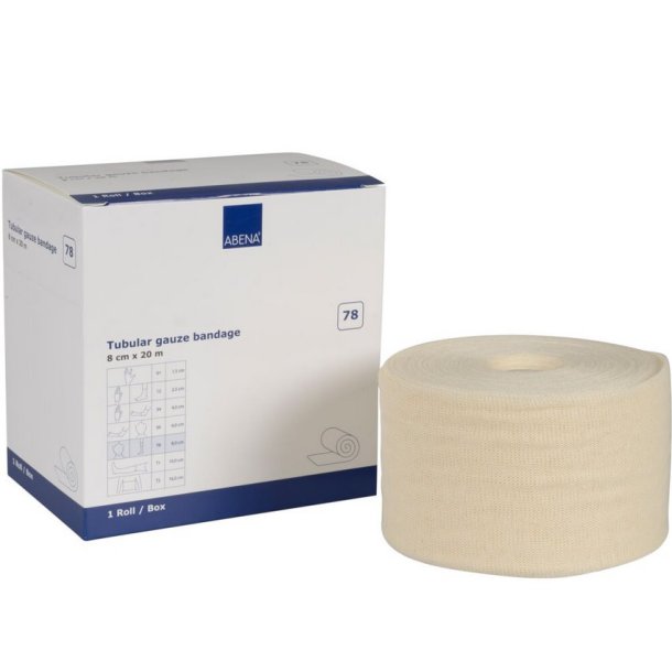 Abena Tubegaze til Ben, Hoved og Lr - Ubleget Bomuld, 8 cm x 20 m