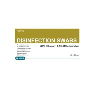 Mediq Desinfektionsserviet m. 82% ethanol og 0,5% klorhexidin, 3 x 6 cm - 100 stk.