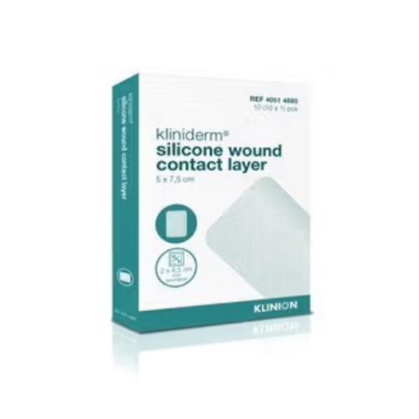 Kliniderm Srkontaktlag med Silikone p en side, Steril, 5 x 7,5 cm. - 10 stk.