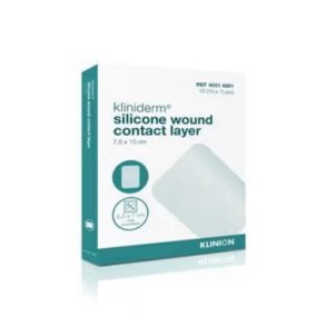 Kliniderm Srkontaktlag med Silikone p en side, Steril, 7,5 x 10 cm. - 10 stk.