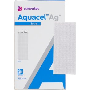 Aquacel Ag+ Extra, Hydrofiber med S�lv, 4 x 10 cm. - 10 stk.