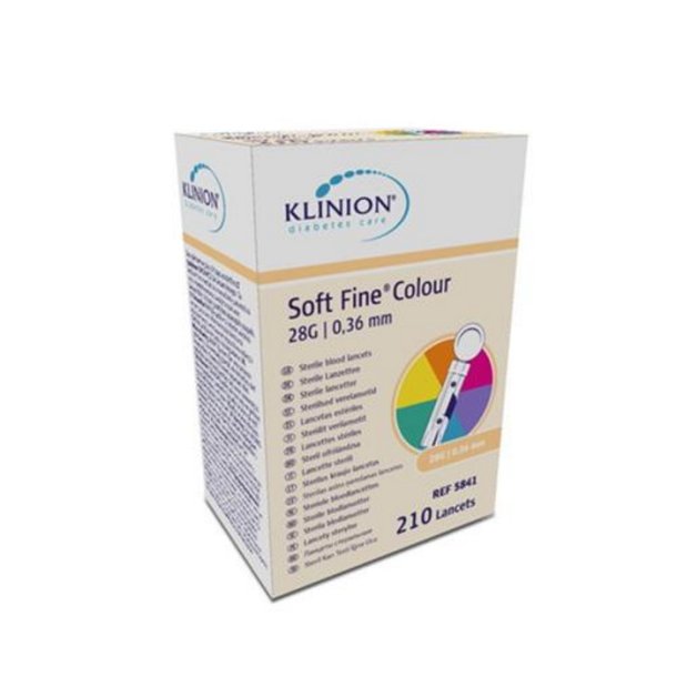 Klinion Soft Fine Lancetter ass. farver, Steril, 28G - 210 stk.