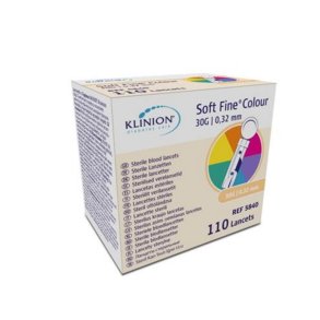 Klinion Soft Fine Lancet ass. colours, Sterile, 30G - 110 pcs.
