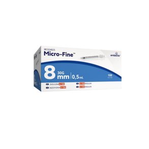 Embecta, Insulin Syringe 0.5 ml with needle, sterile, 8 mm x 0.30 mm (30G) - 100 pcs.