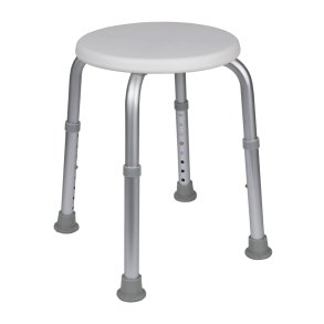 Mobilex Rund Badetaburet af aluminium, slv med hvidt sde 33