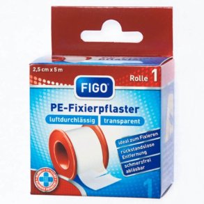 Figo Hvid Fikseringsplaster 2,5 cm. x 5 m.