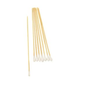 Wooden cotton swabs with cotton wool at one end, Sterile 15 cm - 2 x 100 pcs.