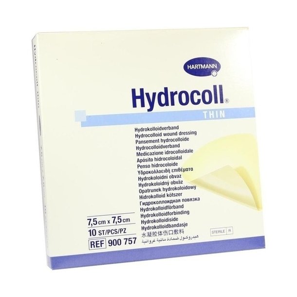 Hydrocoll Thin - 7,5 x 7,5 cm. Hydrokolloid Bandage, steril  - 10 stk.