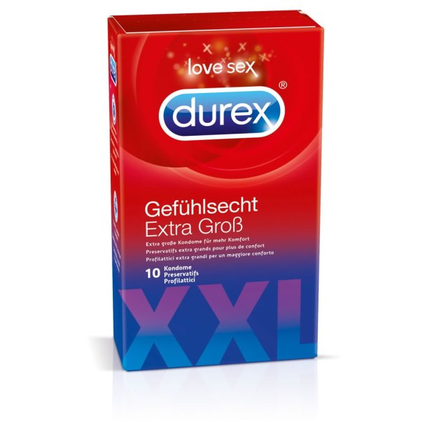 skygge bungee jump tandlæge Durex Gefühlsecht XXL | XXL kondomer | durex kondomer 