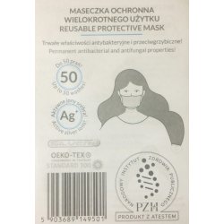 Mouth mask black washable with Silvervions, not for filter