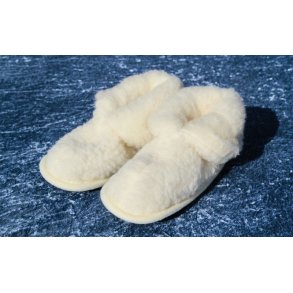 Hjemmesko i Ren Merinould med Ankelkant - Naturfarvet