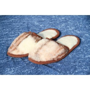 Slippers i Ren Merinould - brun nuance