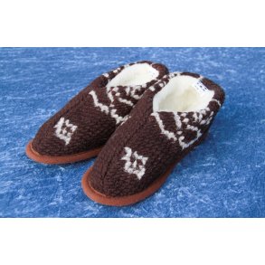 Hjemmesko i Ren Merinould - brune nuance