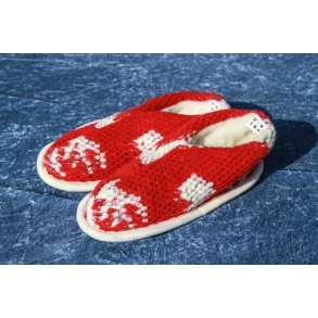 Hjemmesko i Ren Merinould - r�d nuance