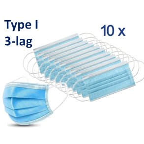 Mundbind m. reelastik, Type I, 3-lag, 10 stk.
